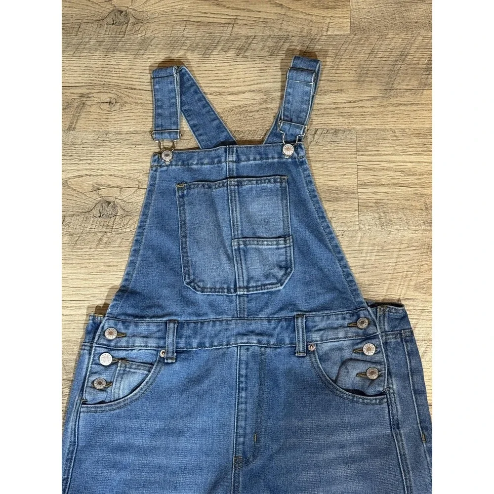 Denim Bib Overalls Womens Small Blue 100% Cotton Utility Workwear Pockets Casual